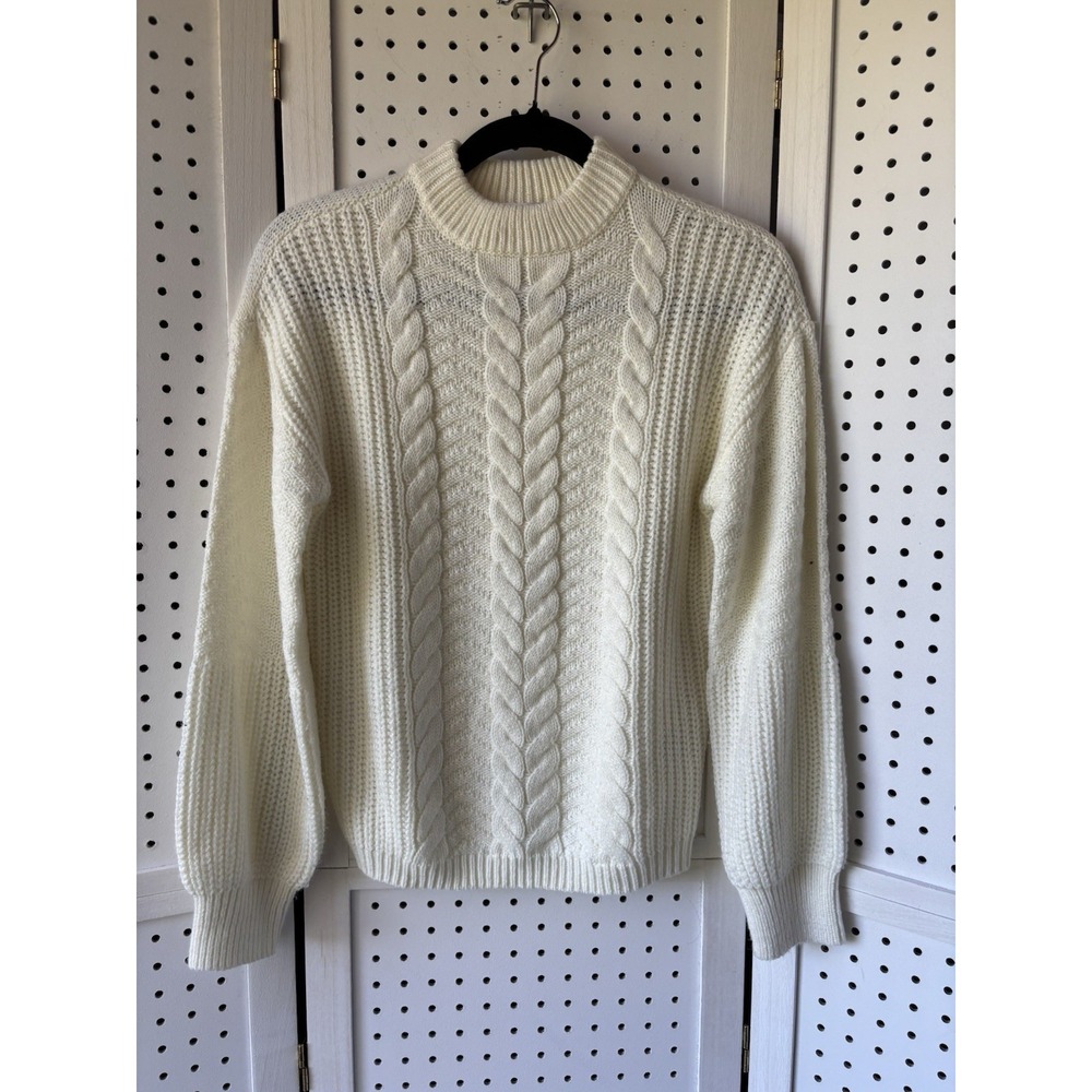Abound XXS Women's Ivory Cable‎ Chunky Knit Pullover Sweater Mock Neck
